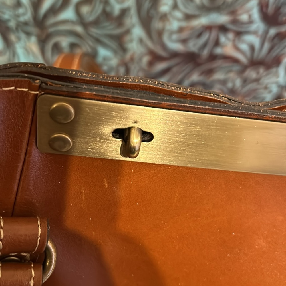 Patricia Nash Brown Leather Studded Tote with Gold Hardware - Picture 10 of 12